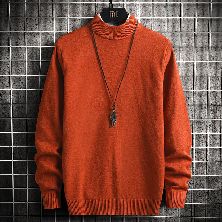 Herren nan Premium Stehkragenpullover aus feinem Baumwoll-Mix mit gerippten Bündchen und schmaler Silhouette Drune
