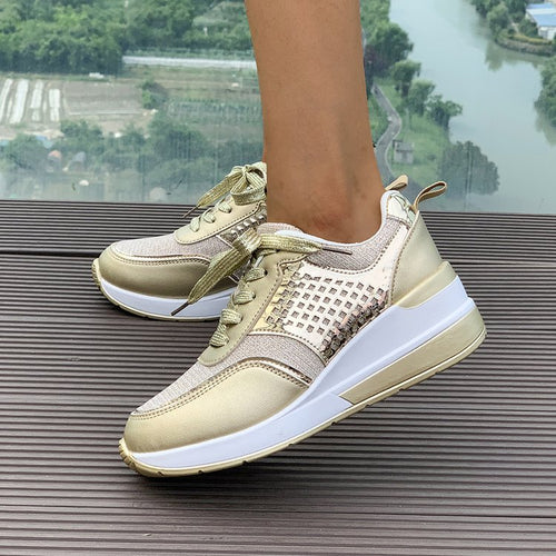 Damen Sneakers mit modischem Metallic-Akzent und atmungsaktiver Dämpfung Drune