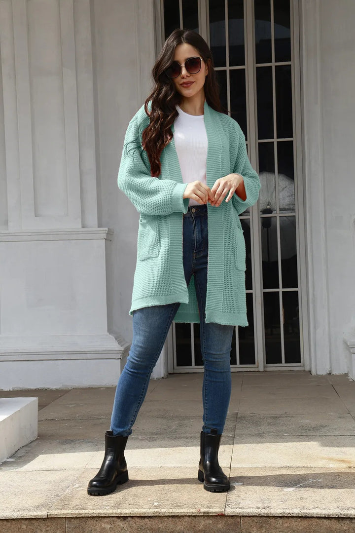 Damen weiter Strickcardigan mit offenen Taschen Drune