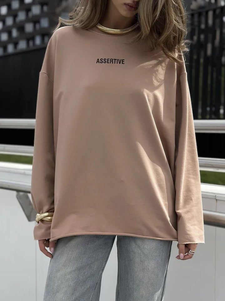 Damen Oversized Sweatshirt mit sportlichem Schriftzug Drune