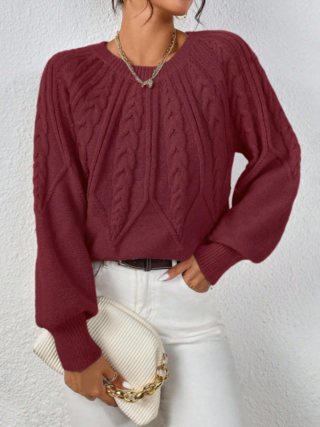 Damen Grobstrickpullover mit detailverliebtem Zopfmuster und weitem Schnitt Drune