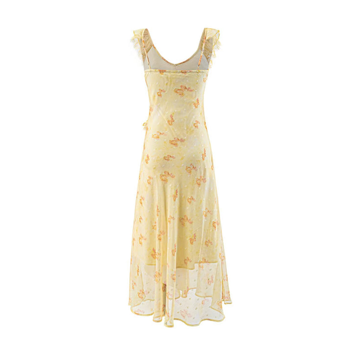 Damen Maxikleid mit verspieltem Rüschendesign und Blumenmuster Drune