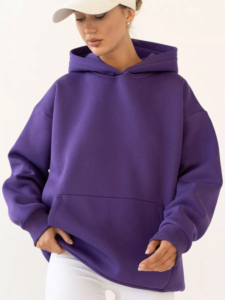 Damen nan oversized Kapuzenpullover mit Kängurutasche und dropped-shoulder Schnitt Drune