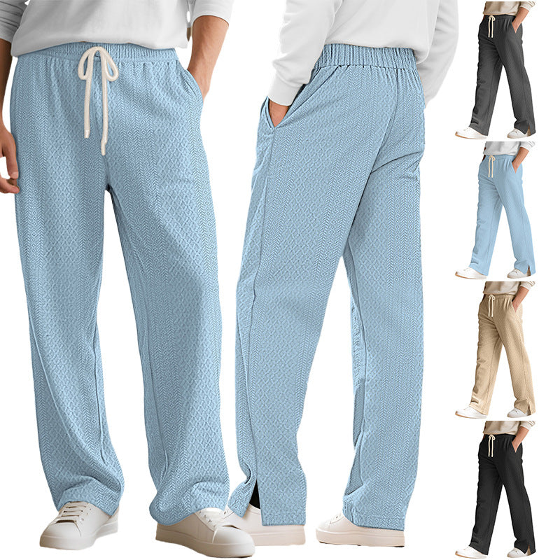 Damen nan komfortable strukturierte Loungehose mit elastischem Kordelbund und geradem Bein Drune