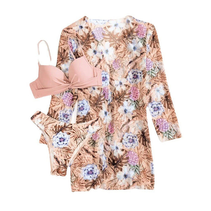 Damen Zweiteiliges Bikini-Set mit floralem Wickelüberwurf Drune