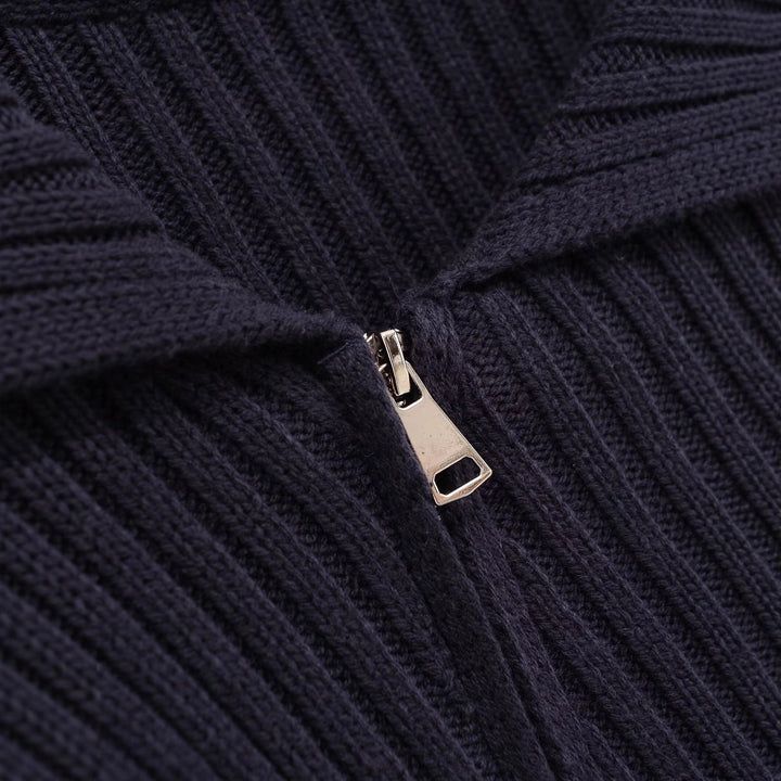 Damen Rippenstrickjacke mit großem Kragen und asymmetrischem Reißverschluss Drune