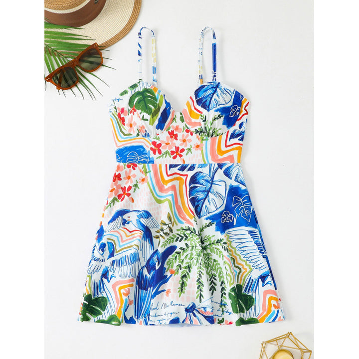 Damen Kleid mit floralen Mustern und süßem Schnitt Drune