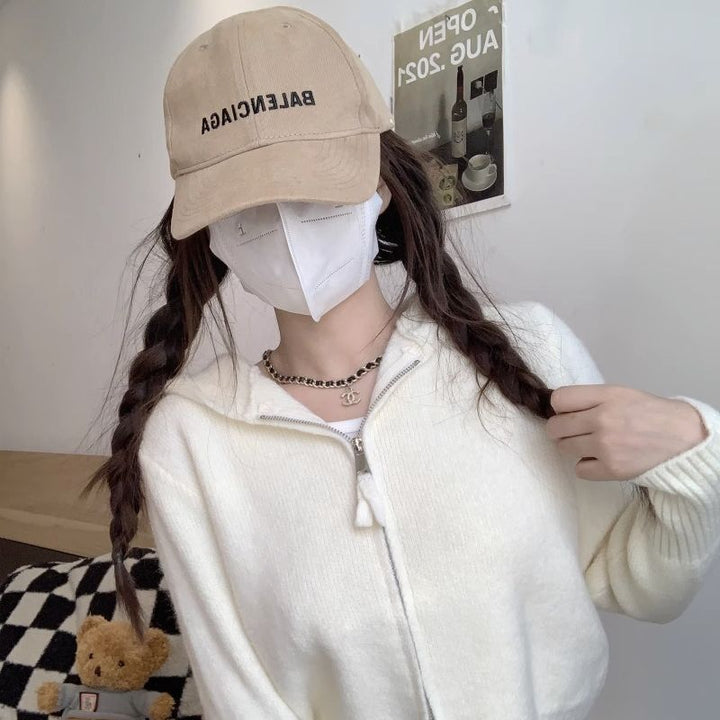 Damen Strickjacke mit Kapuze und durchgehendem Reißverschluss Drune