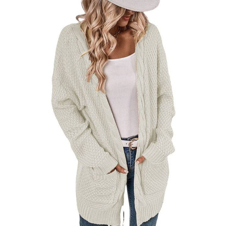 Damen lässige Strickjacke mit tiefen Taschen und knittrigem Design Drune