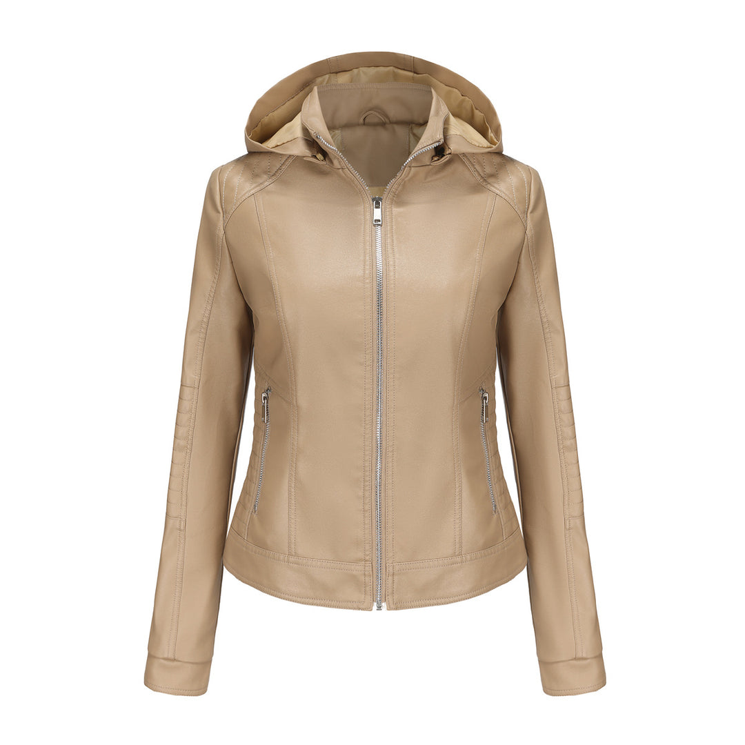 Damen Kapuzenjacke aus hochwertigem Kunstleder Drune