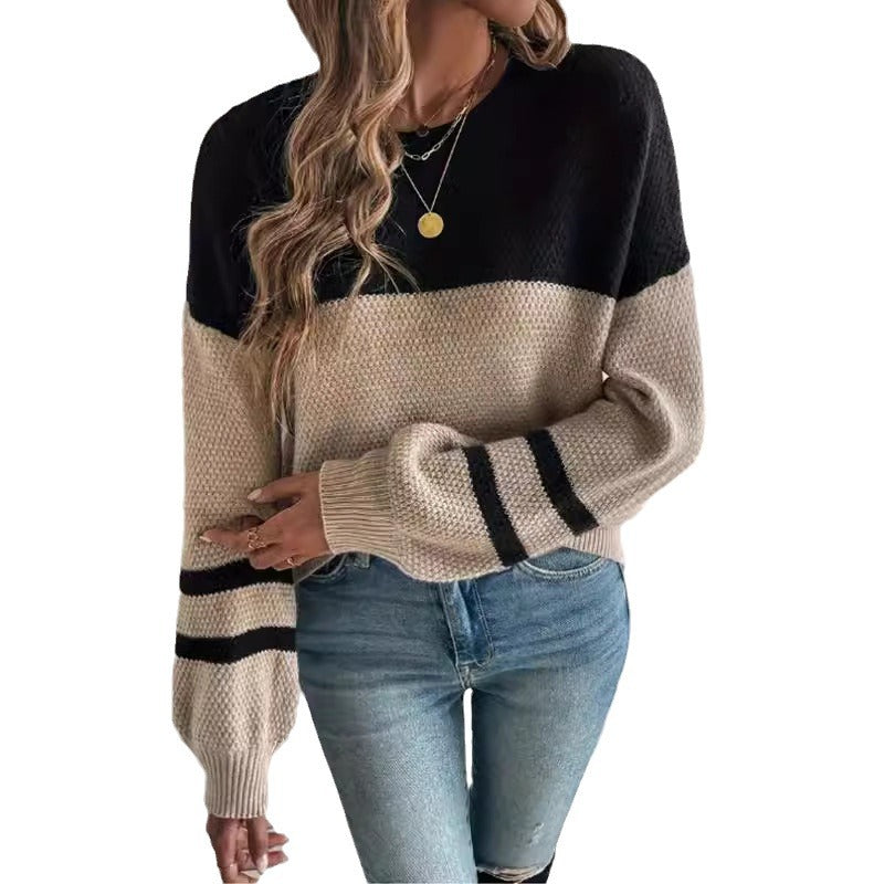 Damen modischer Pullover mit strukturiertem Design und sportlichem Streifenmuster Drune