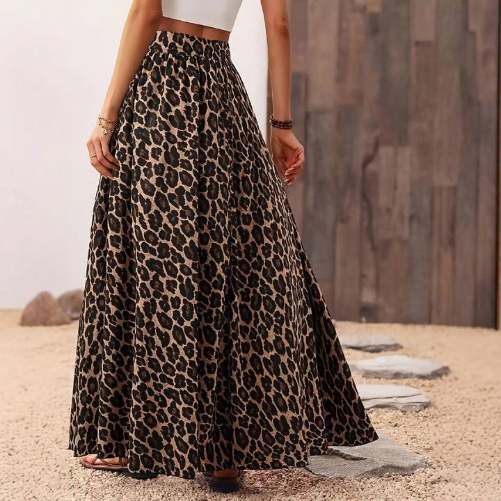 Damen Maxirock mit elastischem Taillenbund und auffälligem Leo-Muster Drune