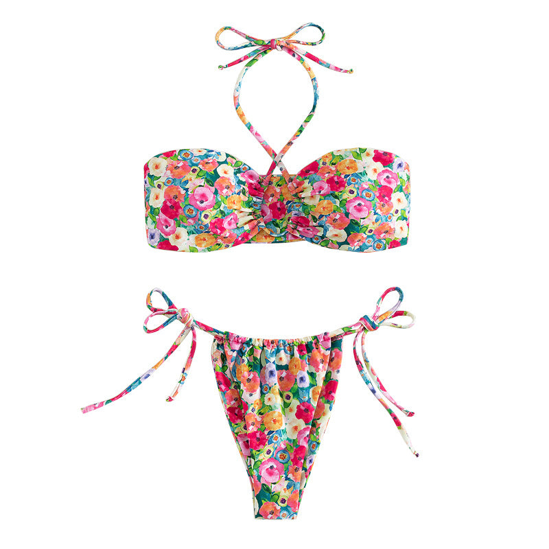 Damen Bandeau-Bikini mit verspieltem Blumendesign Drune