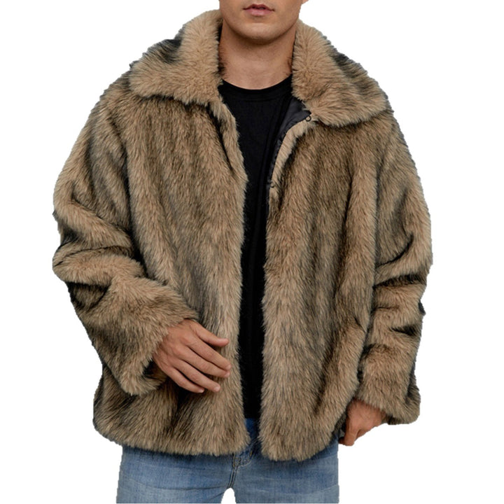 Herren Luxuriöse Kunstpelzjacke mit breitem Revers Drune