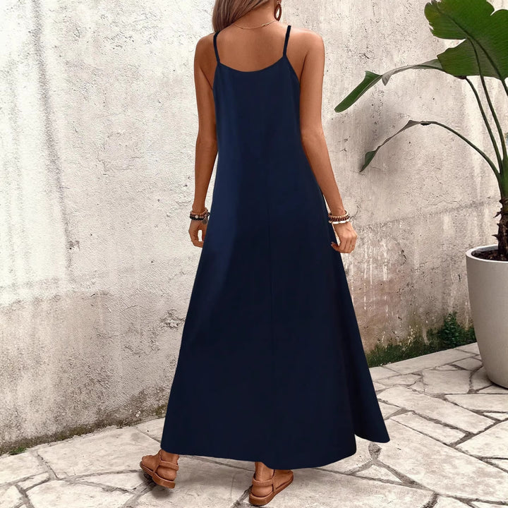Damen Maxi Kleid mit buntem Pflanzenmuster Drune