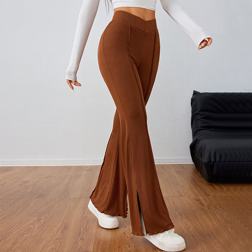 Damen elegante Flared-Hose mit seitlichen Schlitzdetails Drune