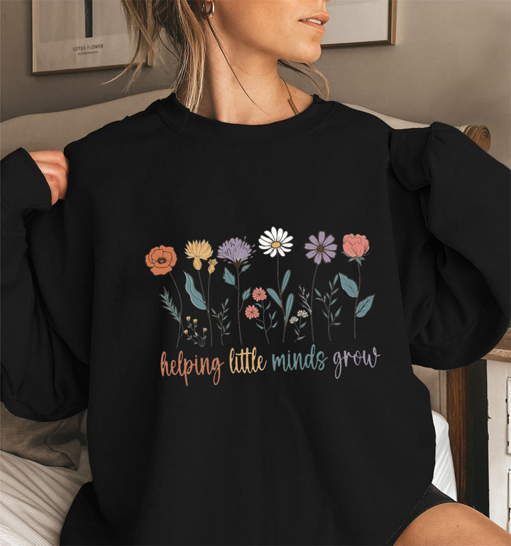 Damen Sweatshirt mit voluminösen Ärmeln und motivierendem Blumenaufdruck Drune