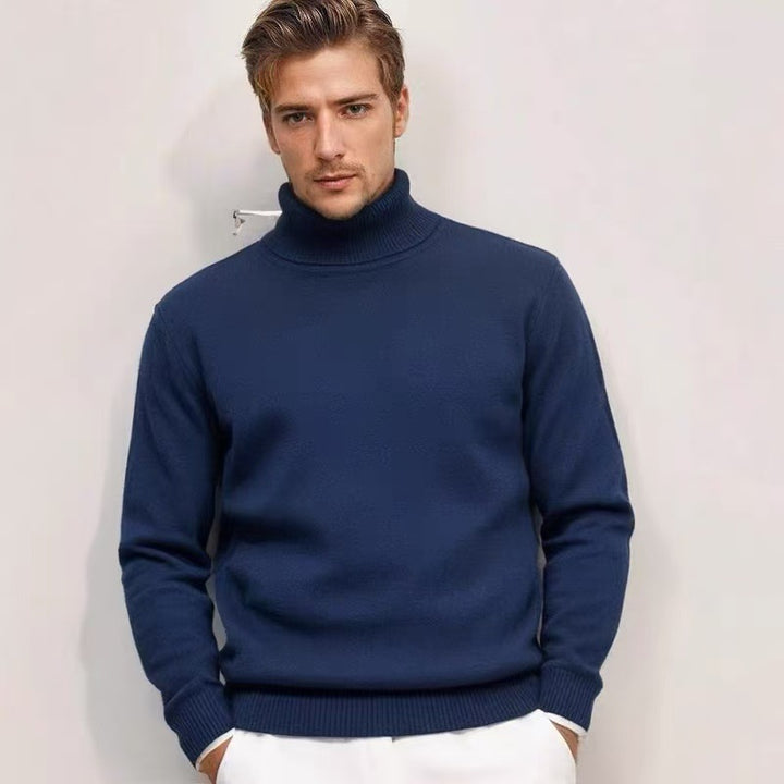 Herren nan feinstrick Rollkragenpullover mit schmaler Silhouette und gerippten Bündchen Drune