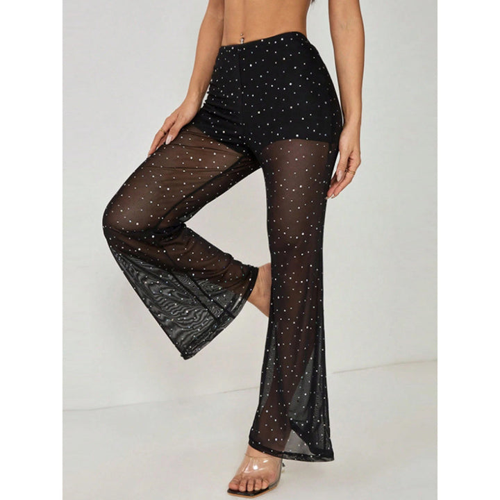 Damen Elegante transparente Palazzo-Hose mit funkelnden Akzenten Drune