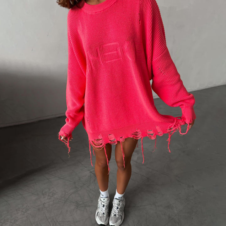 Damen Oversized Strickpullover im modernen Used-Look Drune