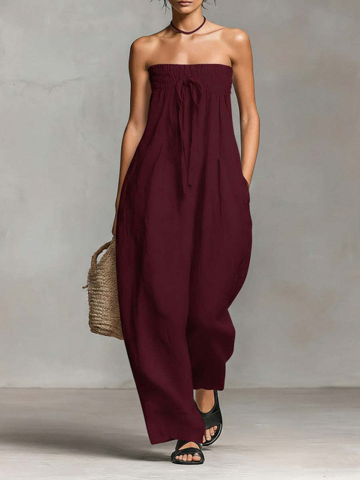 Damen Lässiges Jumpsuit mit elastischem Oberteil und weitem Bein Drune