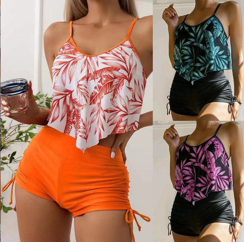 Damen Sportlicher Tankini mit floralem Design Drune