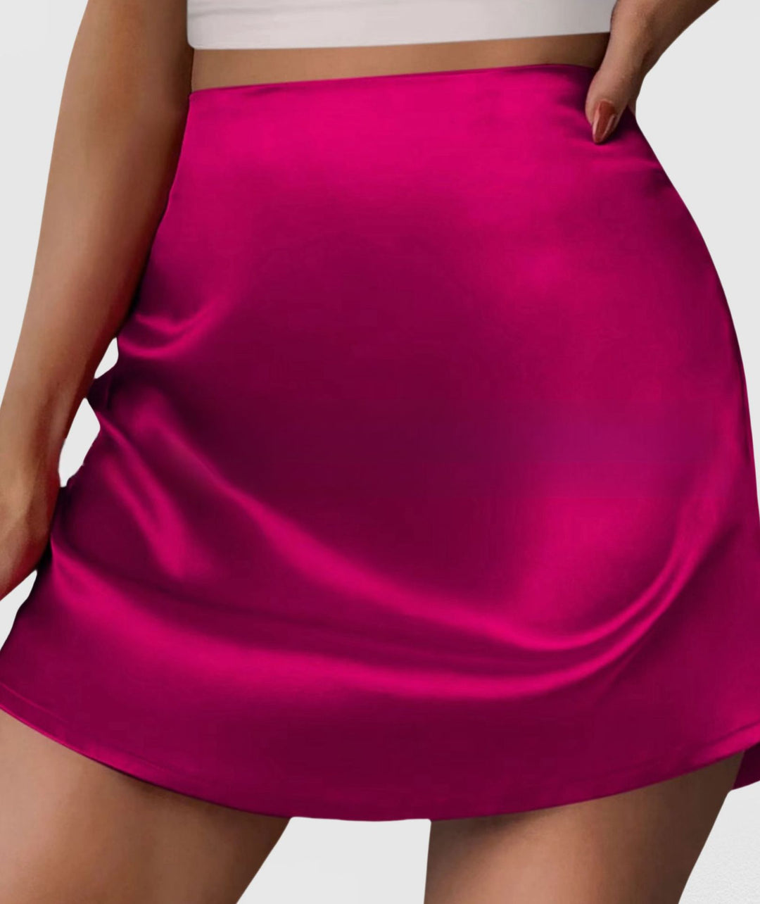 Damen Satin Minirock mit elegantem Schnitt und fließendem Fall Drune