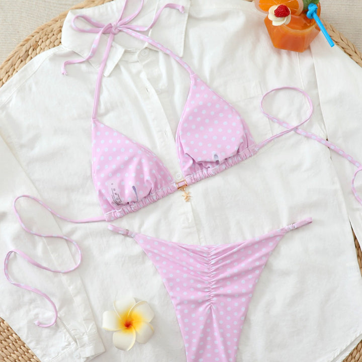 Damen Bunt gepunkteter Triangel-Bikini Drune