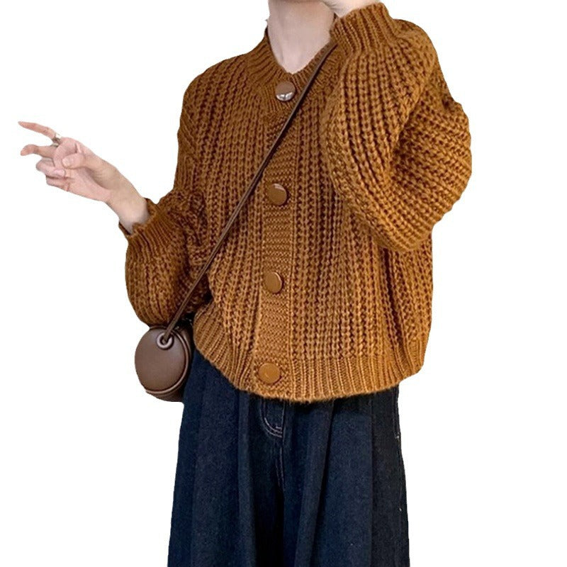 Damen Grobstrickjacke mit großen Knöpfen und lässigem Schnitt Drune