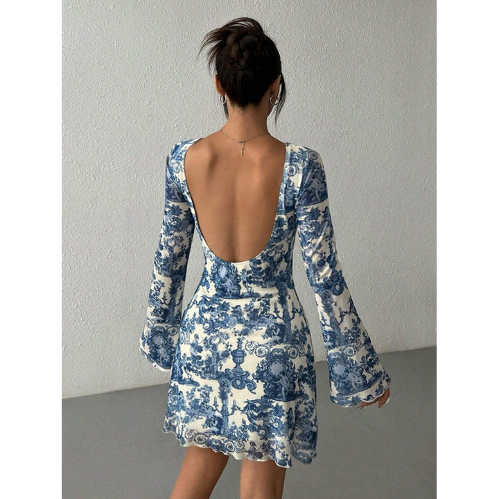 Damen Minikleid mit tiefem Rückenausschnitt und floralem Druck Drune