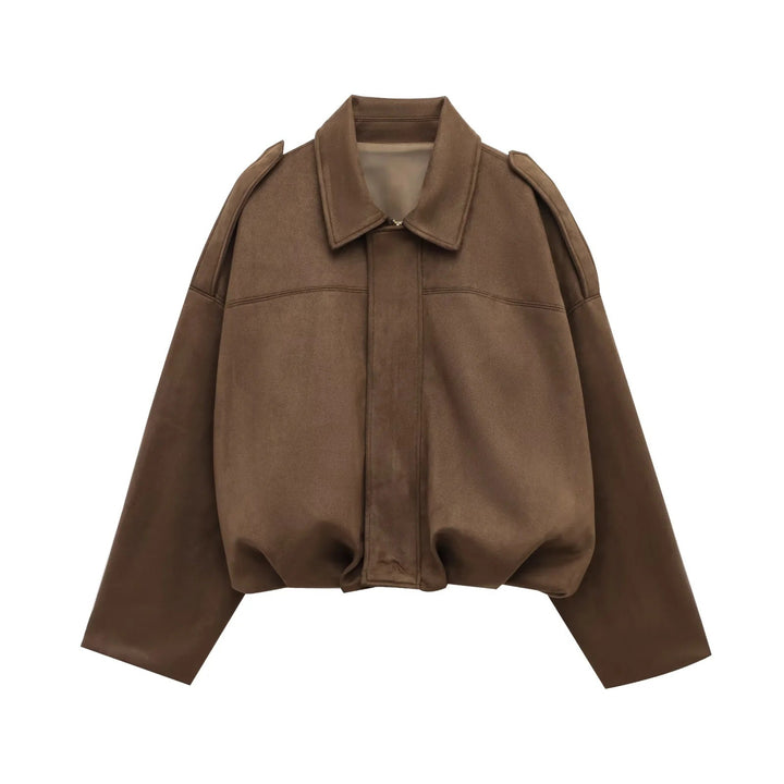 Damen lässige Bomberjacke mit drei-dimensionalem Effekt und hohem Kragen Drune