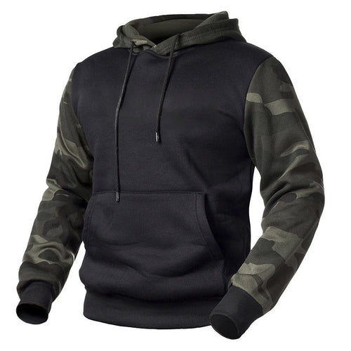 Herren Aktive Camouflage Pullover Hoodie mit Känguru Tasche Drune