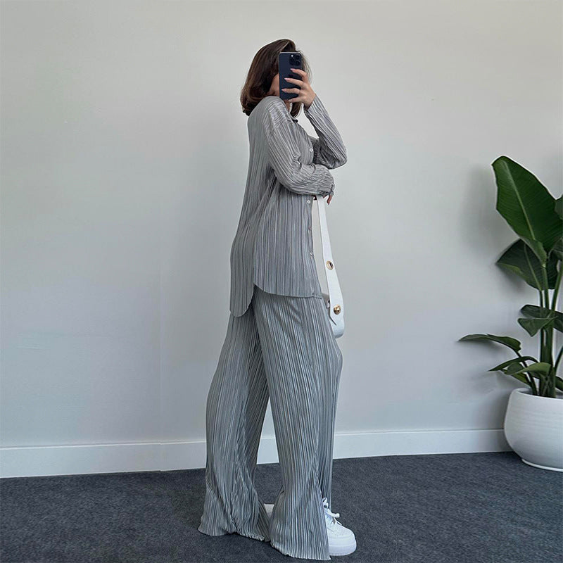 Damen elegantes Loungewear Set mit schicker Streifenoptik und weitem Schnitt Drune