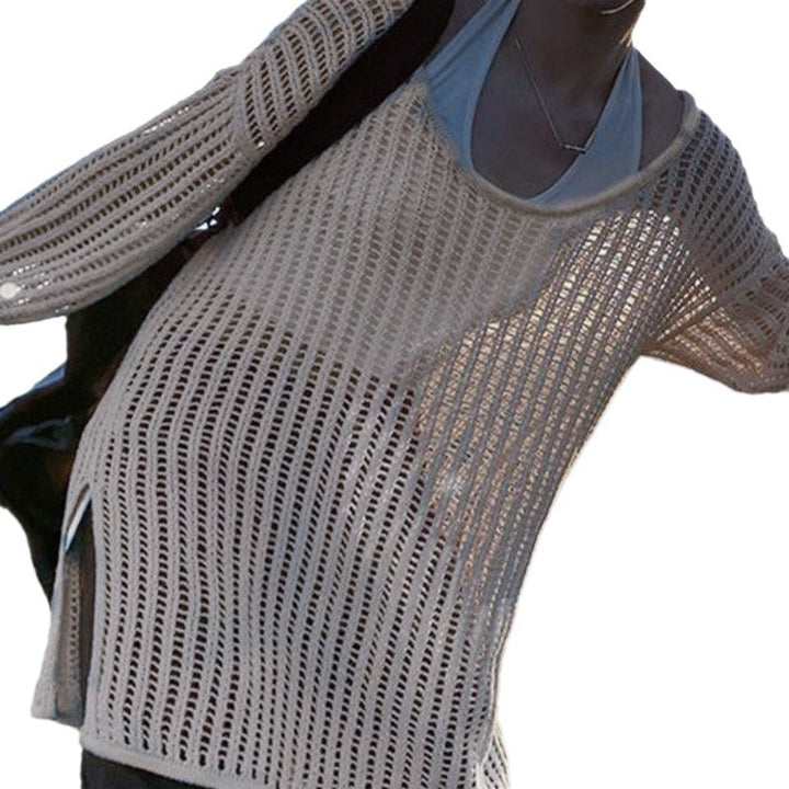 Damen luftiger Strickpullover mit weitem Schnitt und dezentem Lochmuster Drune