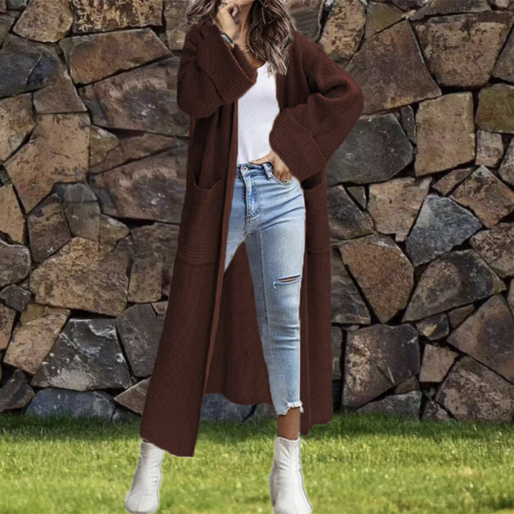 Damen Grober Strickmantel mit tiefen Taschen und lässigem Schnitt Drune