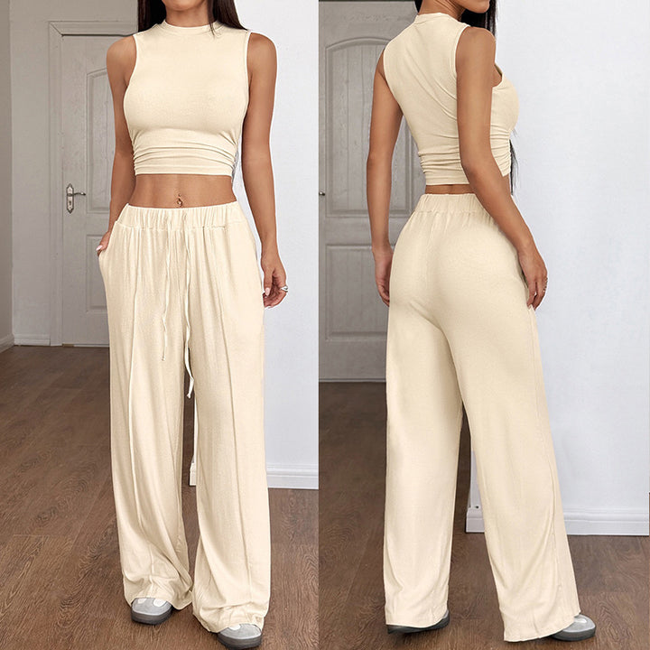 Damen Lounge-Set mit ärmellosem Oberteil und weiten Hosen Drune