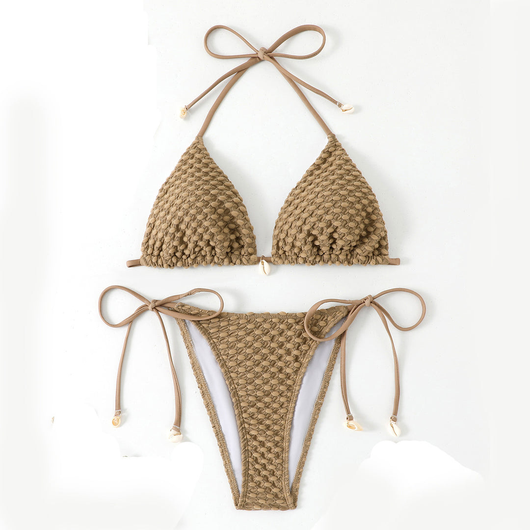 Damen Triangel-Bikini in strukturierter Häkeloptik Drune
