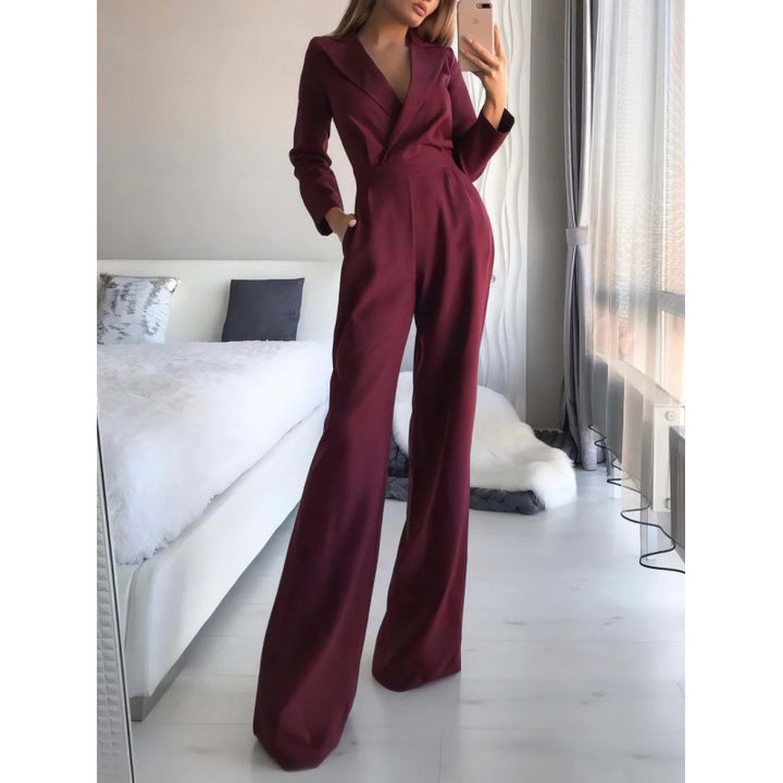 Damen Eleganter und modischer Jumpsuit mit schmalem Kragen und praktischen Taschen Drune