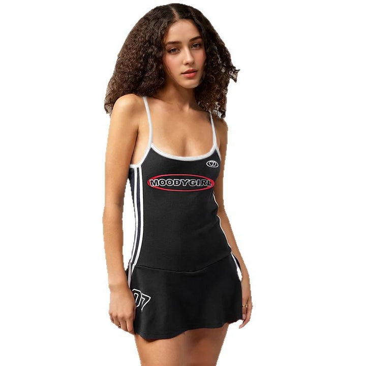 Damen Sportliches Badekleid mit Rüschen und verstellbaren Trägern Drune