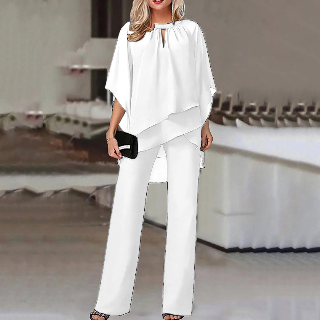 Damen Elegantes Schichten Oberteil und Hose Set Drune