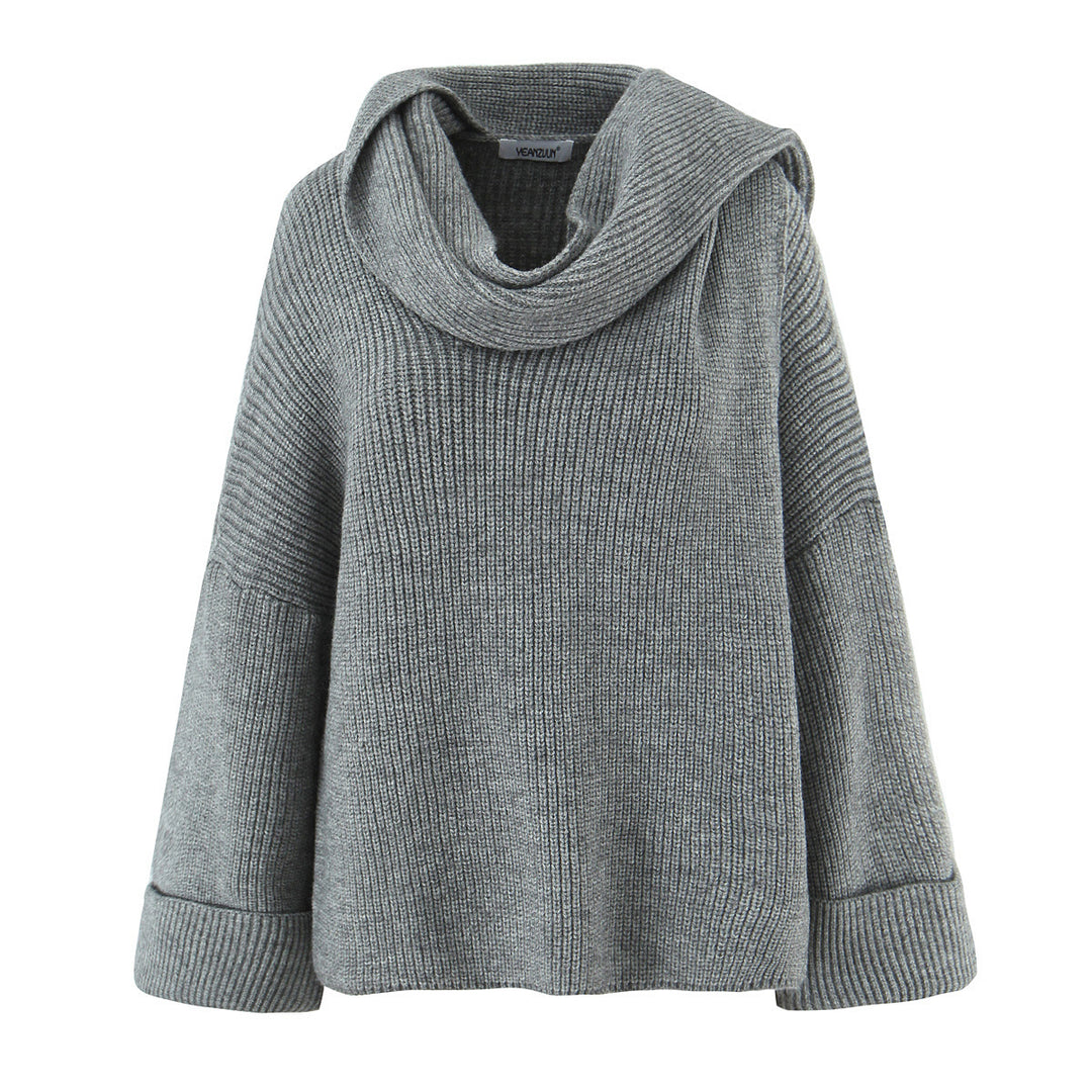 Damen Eleganter Strickpullover mit weitem Schnitt und lässigem Rollkragen Drune