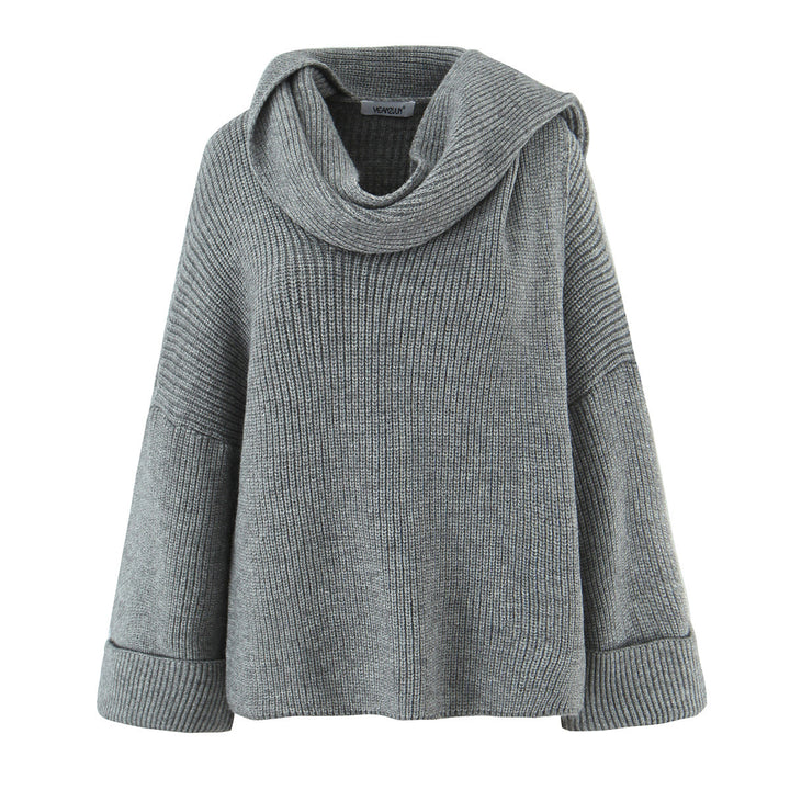 Damen Eleganter Strickpullover mit weitem Schnitt und lässigem Rollkragen Drune