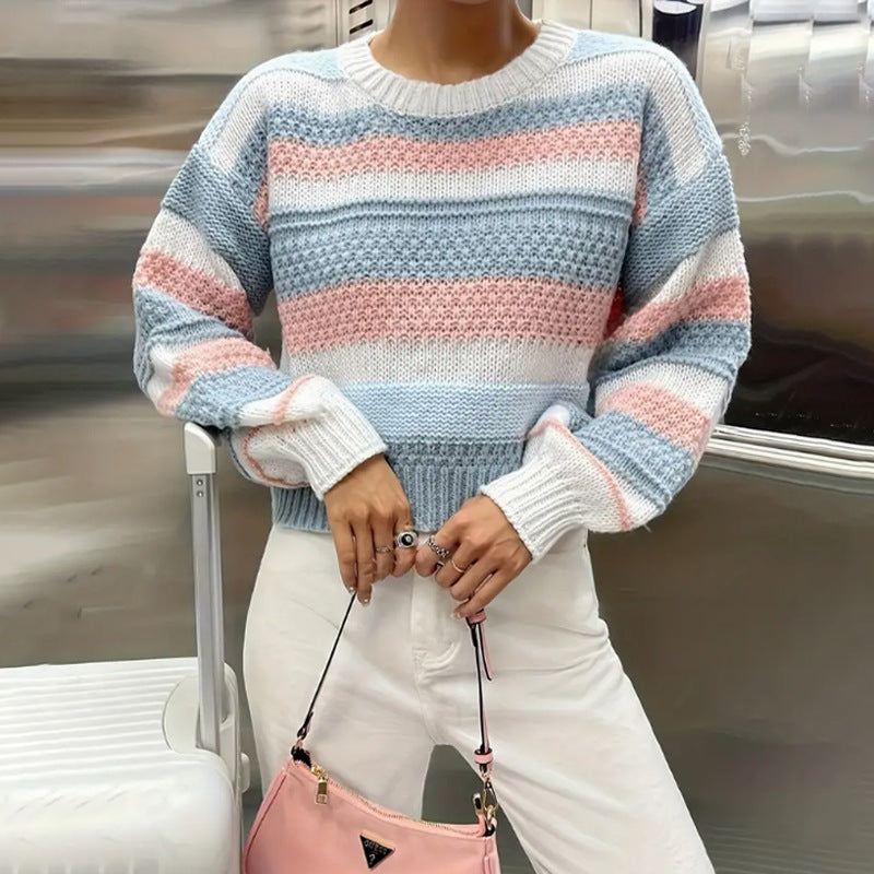 Damen Strickpullover mit auffälligem Blockstreifenmuster Drune
