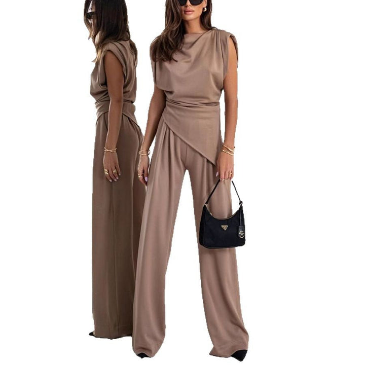 Damen Eleganter Jumpsuit mit asymmetrischem Schnitt und weitem Bein Drune