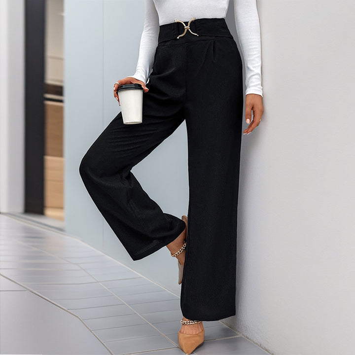 Damen elegante Hosen mit hohem Bund und Gürtel-Detail Drune