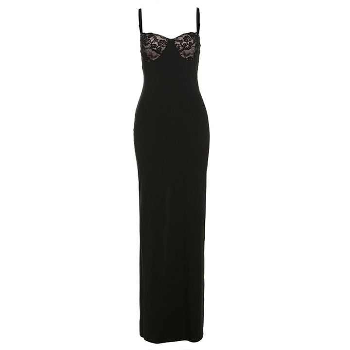 Damen Elegantes Maxikleid mit Spitzenoberteil und figurbetontem Schnitt Drune