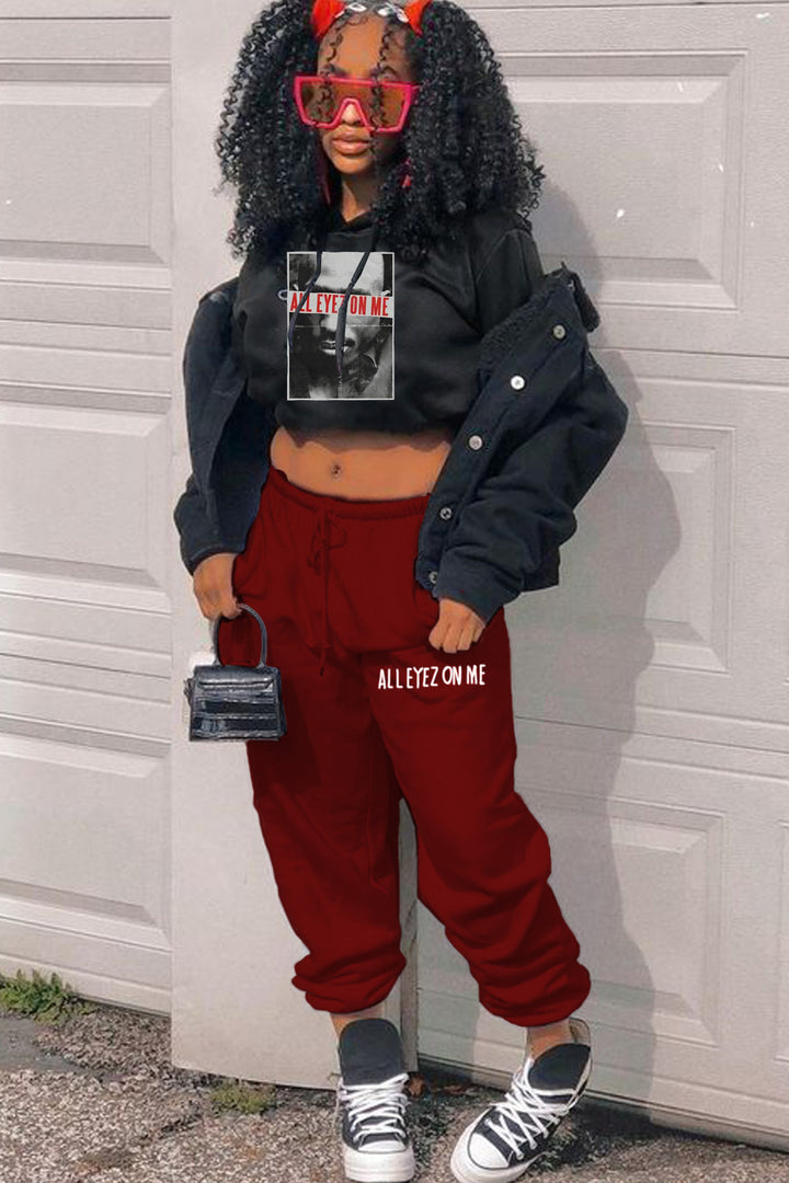 Damen Hoodie und Jogginghose Set mit auffälligem Grafikdruck und modernem Schnitt Drune