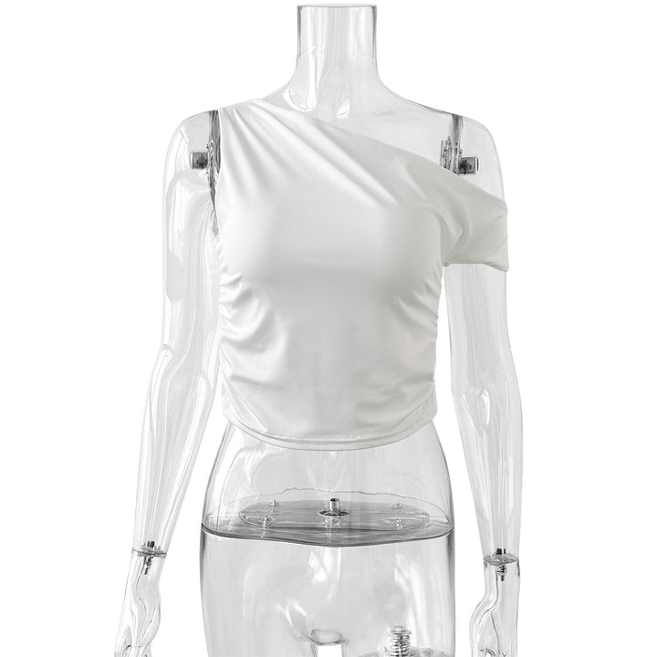 Damen asymmetrisches Crop-Top mit Raffungen Drune