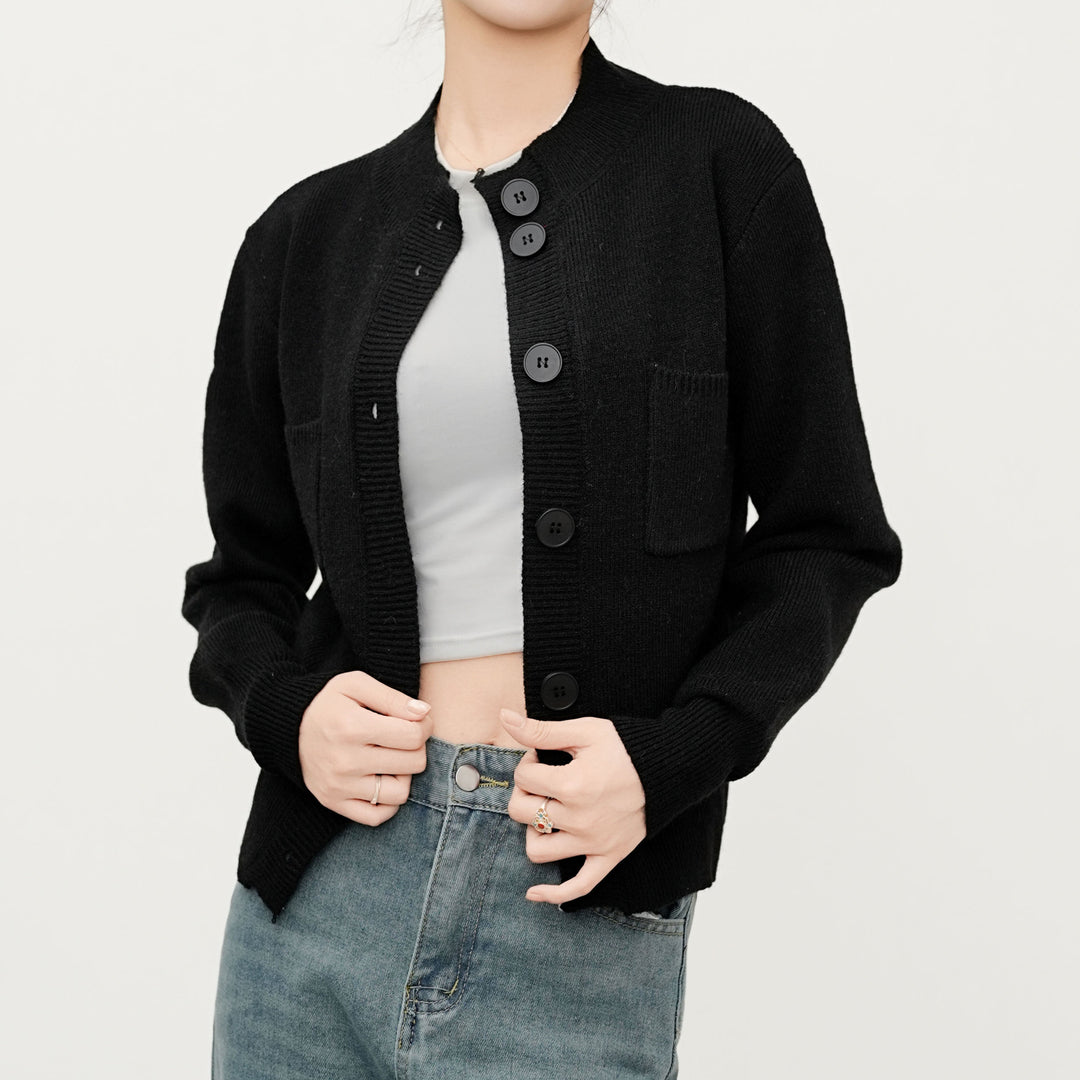 Damen Strickcardigan mit Knopfdetails und aufgesetzter Tasche Drune