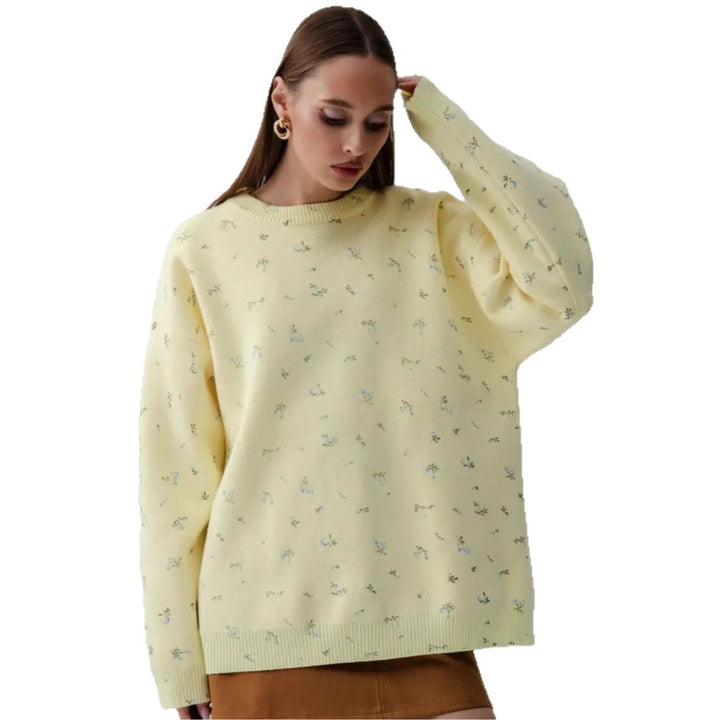Damen lässiger Sweatpullover mit floralem Design und oversized Schnitt Drune